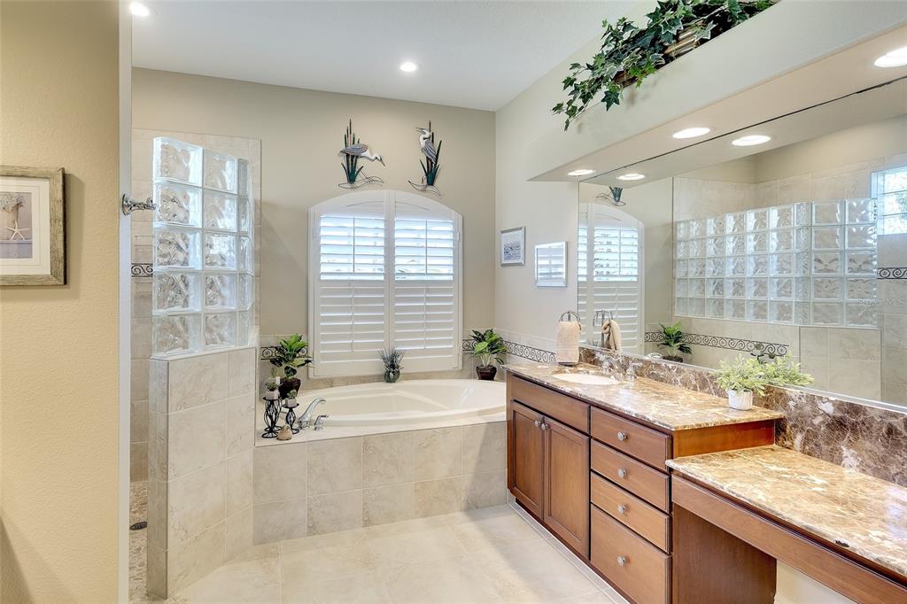 11809 Oak Ridge Drive Parrish, FL 34219 - Photo 21 of 39 a bathroom with a granite countertop sink mirror and a bathtub