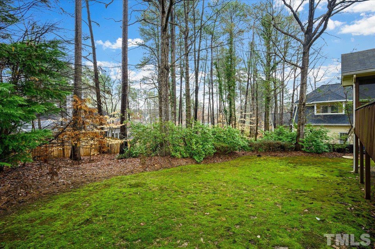 4112 Landfall Court Raleigh, NC 27613 - Photo 26 of 27 a view of a backyard with plants and large trees