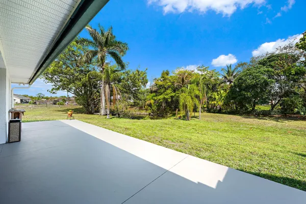 a view of a yard with an outdoor space