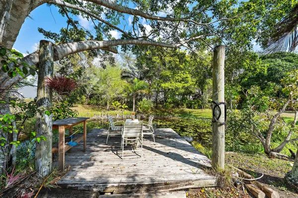 a view of a chairs and table in the patio