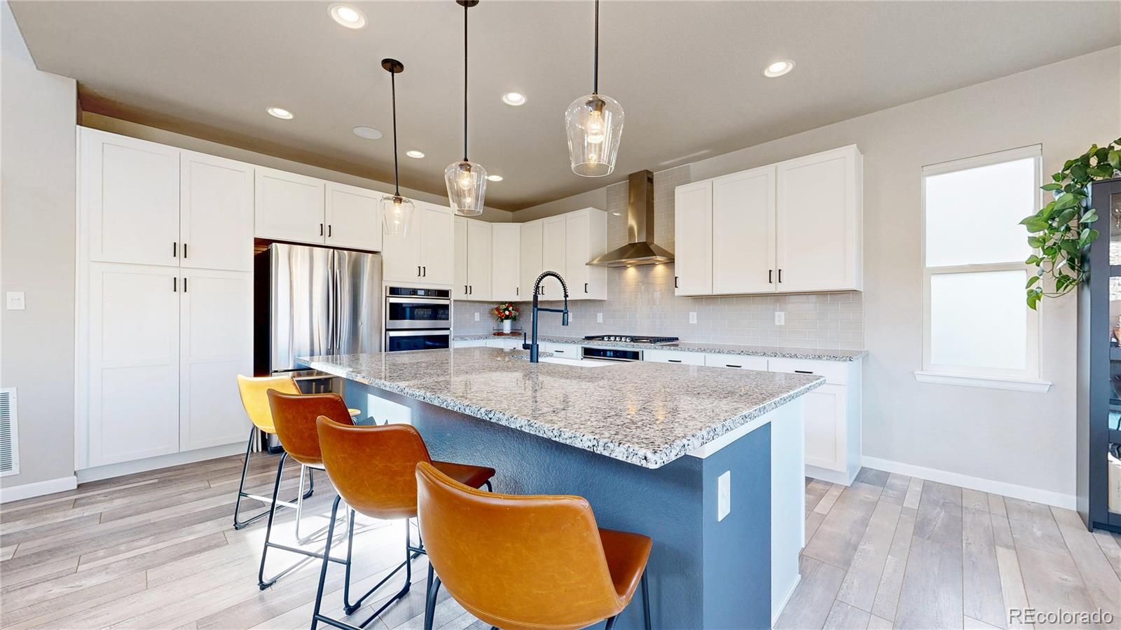 1107 Basalt Ridge Loop Castle Rock, CO 80108 - Photo 18 of 50 a kitchen with stainless steel appliances granite countertop a sink a refrigerator and a stove top oven