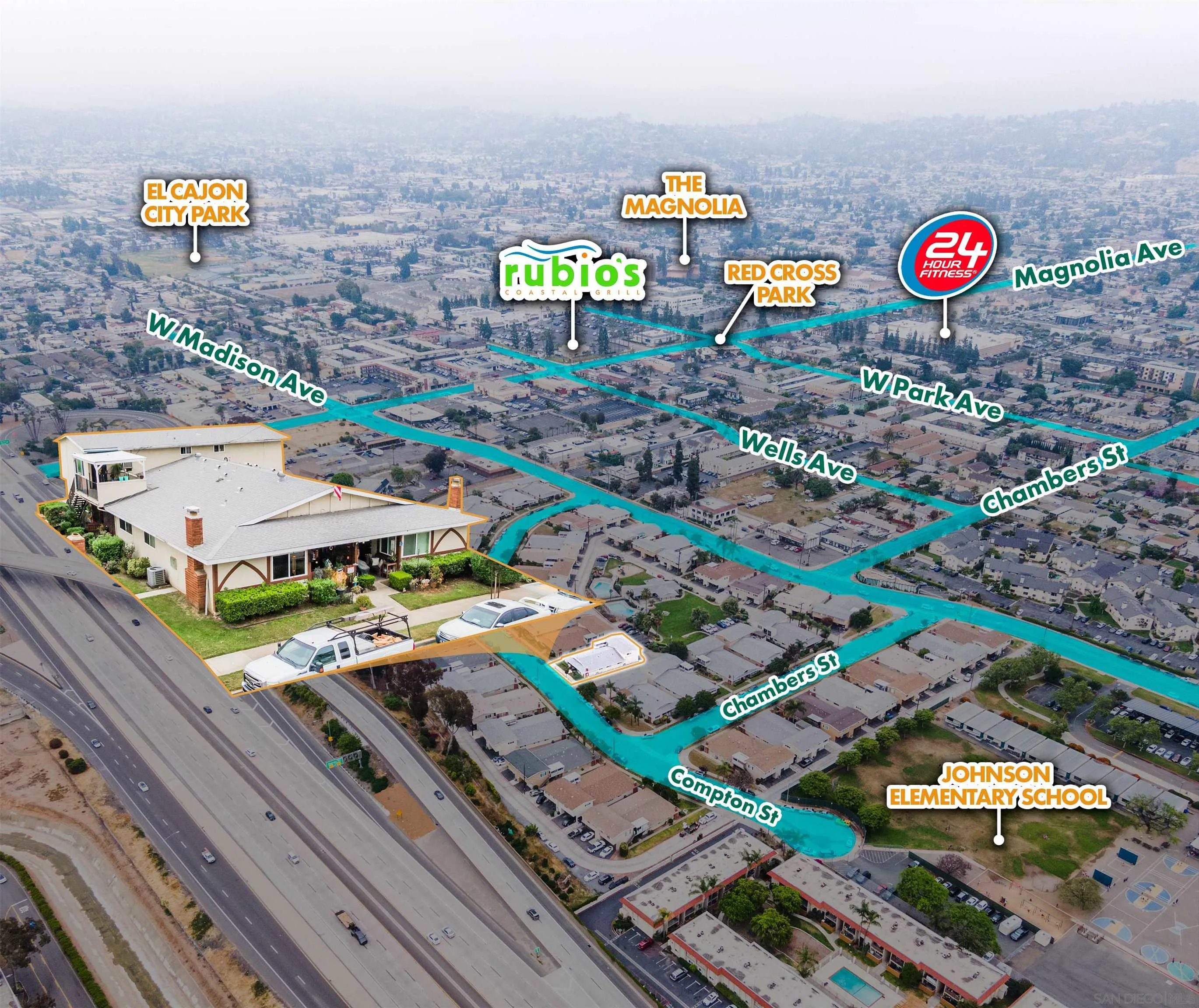 399 Compton Street El Cajon, CA 92020 - Photo 12 of 14 an aerial view of a city