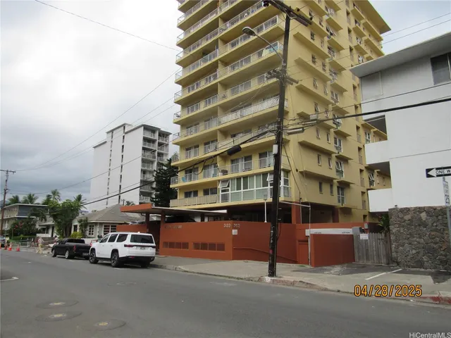 an outdoor view of a city with tall buildings