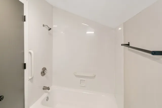 a bathroom with a bathtub