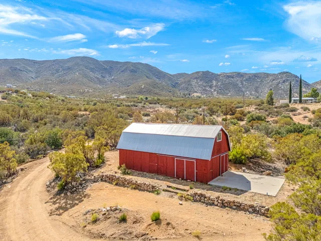 a view of a backyard with a mountain