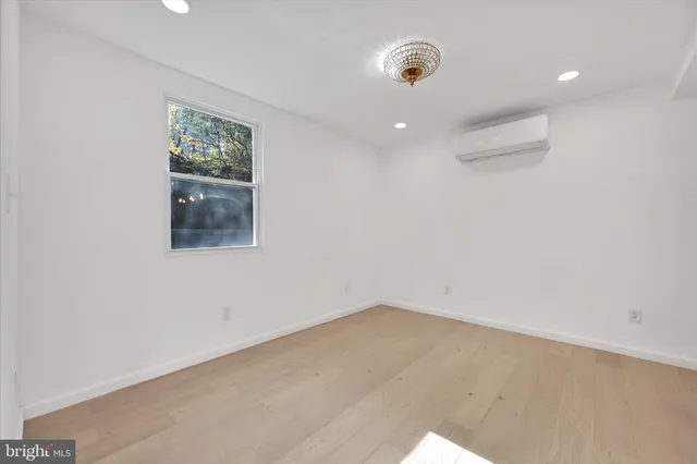 an empty room with a workbench
