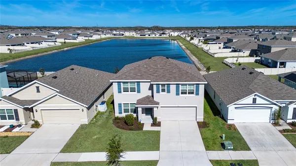 an aerial view of a house