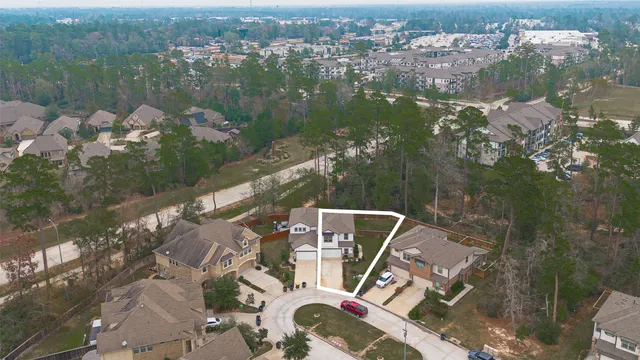 a view of a lake in middle of the town