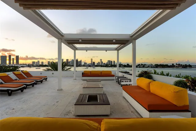 a view of a city and ocean view