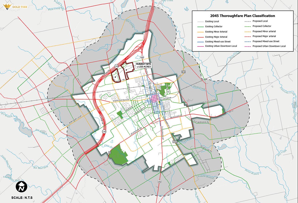 1107 Silent Valley Road Lockhart, TX 78644 - Photo 10 of 12 2045 Thoroughfare Plan Classification. Illustrating existing and proposed transportation infrastructure and the location of the property