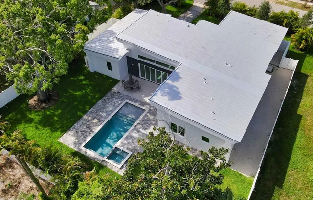 an aerial view of a house