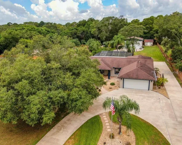 an aerial view of a house