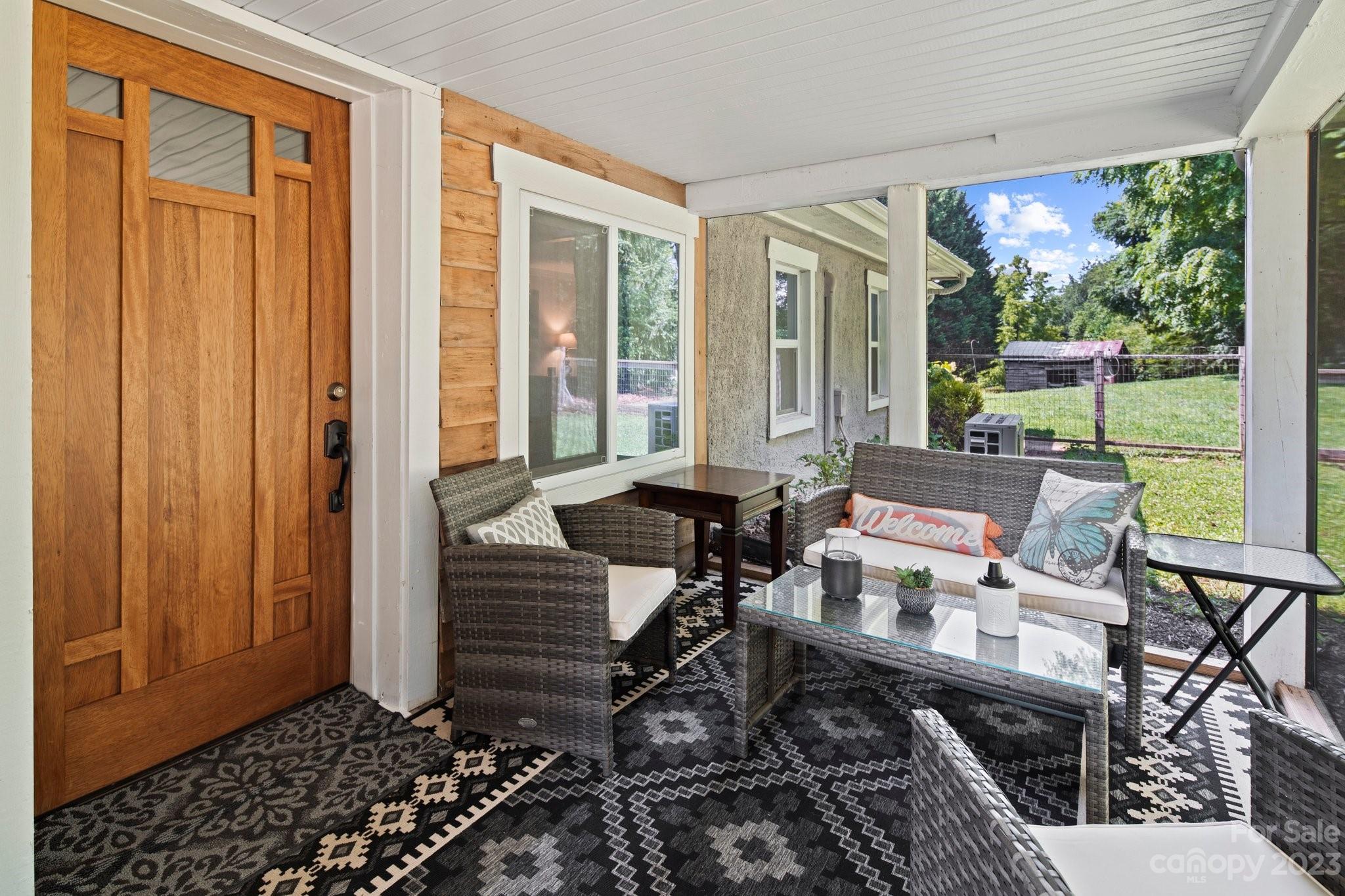 a living room with furniture