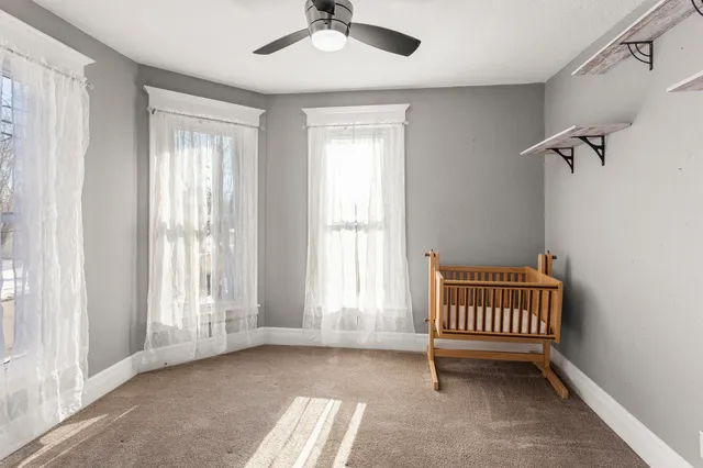 an empty room with windows