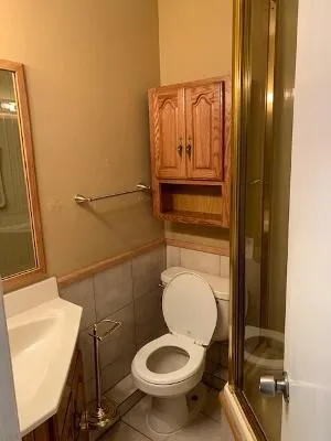 a bathroom with a toilet