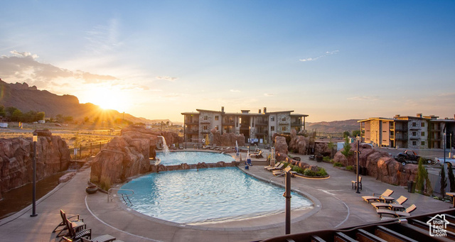 2331 Mesa Road, Unit E3 Moab, UT 84532 - Photo 50 of 71 Community pool featuring a patio area and a mountain view