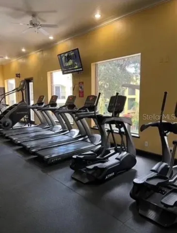 a view of a room with gym equipment
