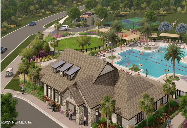 an aerial view of a house with outdoor space