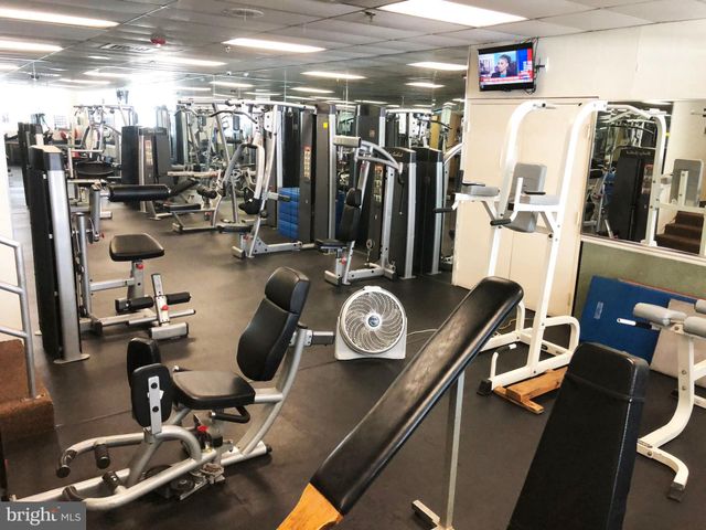 a view of a room with gym equipment