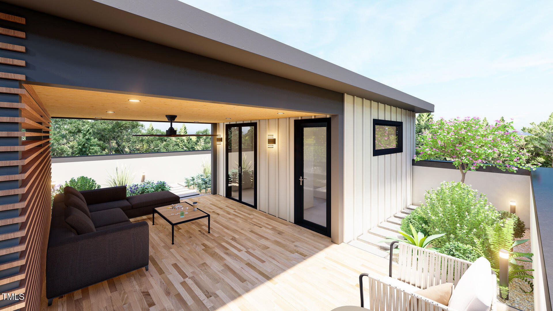 615 Velma Hopkins Lane Raleigh, NC 27603 - Photo 2 of 16 a balcony with furniture and a potted plant