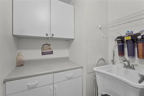 a view of a patio with a backyard