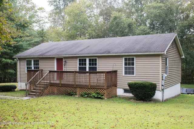 a view of a house with a yard and a large tree