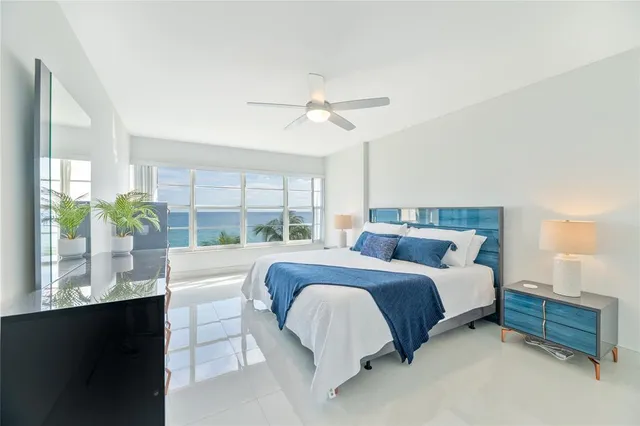 a spacious bedroom with a bed and a window