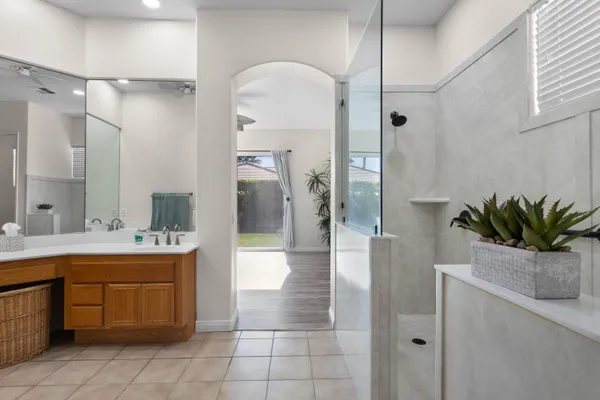 a bathroom with a shower