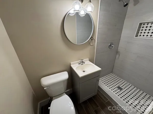 a bathroom with a toilet a sink and mirror