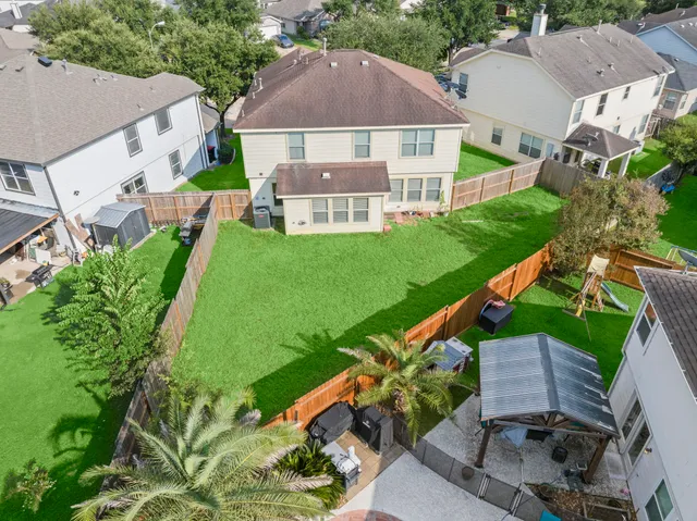 an aerial view of a house