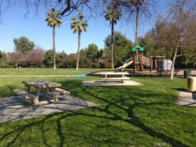 a view of a park with slide