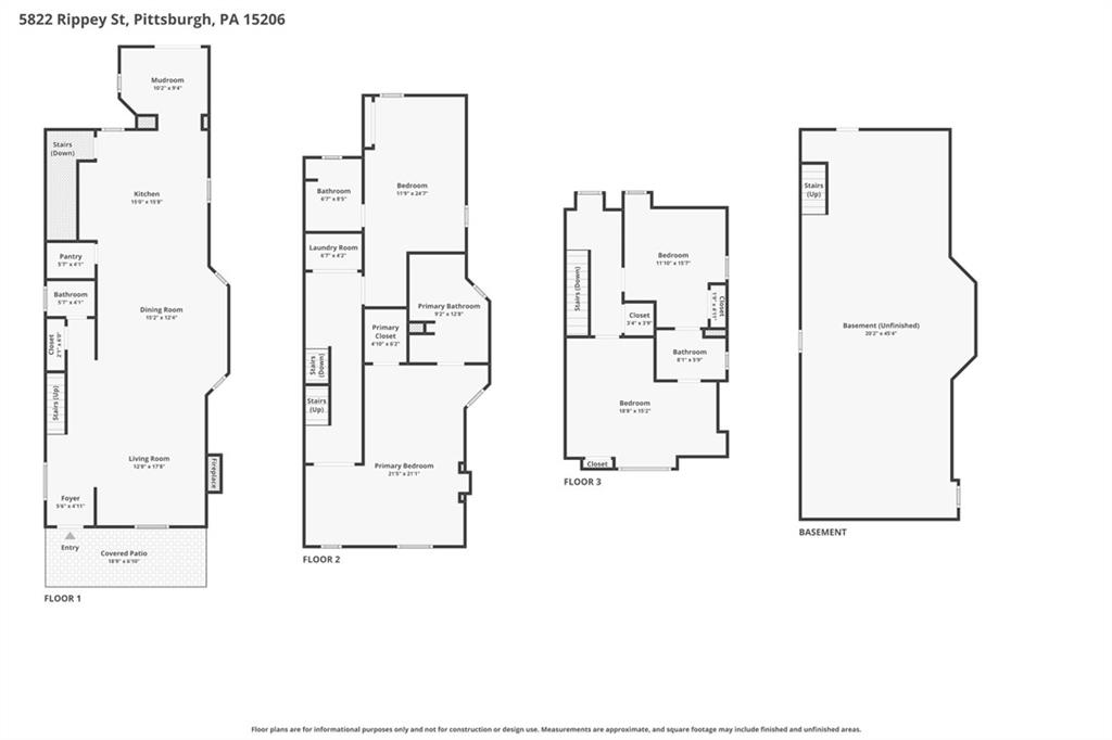 5822 Rippey Street Pittsburgh, PA 15206 - Photo 37 of 37 Floor plan for whole house