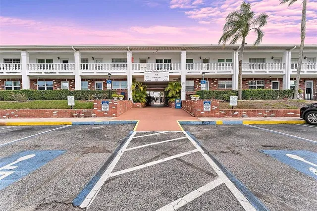 a front view of a building with street