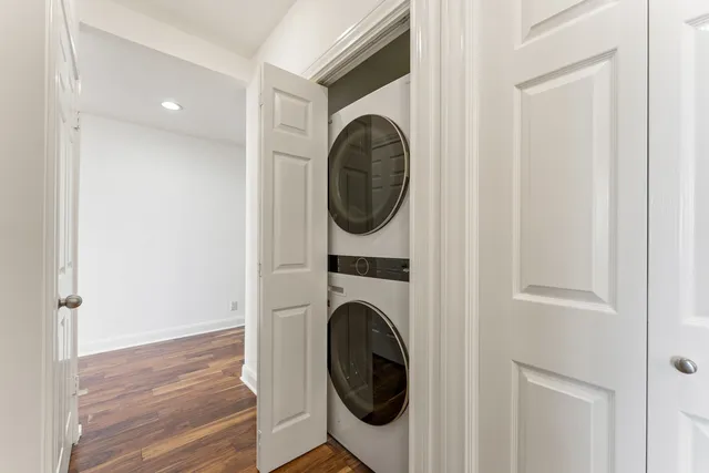a view of a hallway with closet