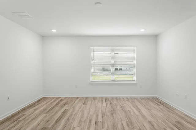 a view of kitchen dining space with wooden floor