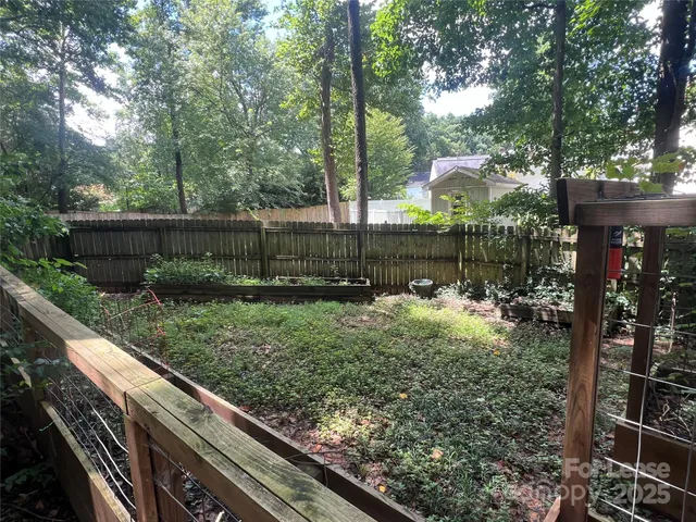 a view of a backyard with plants