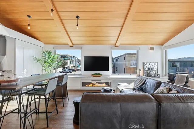 a view of balcony with wooden floor