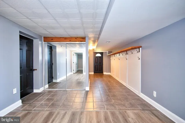 a view of a park with a large tree