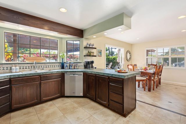 a kitchen with lots of counter top space