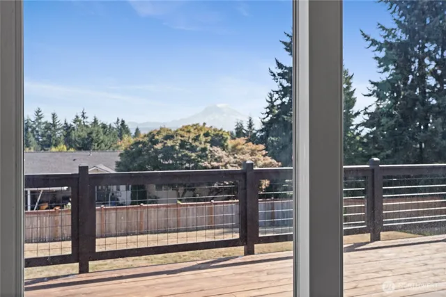a view of a balcony with an outdoor space