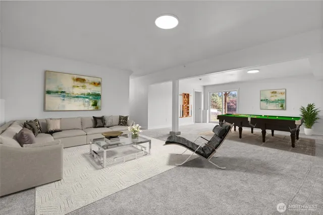 a living room with furniture and a couch