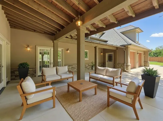 a outdoor living space with furniture