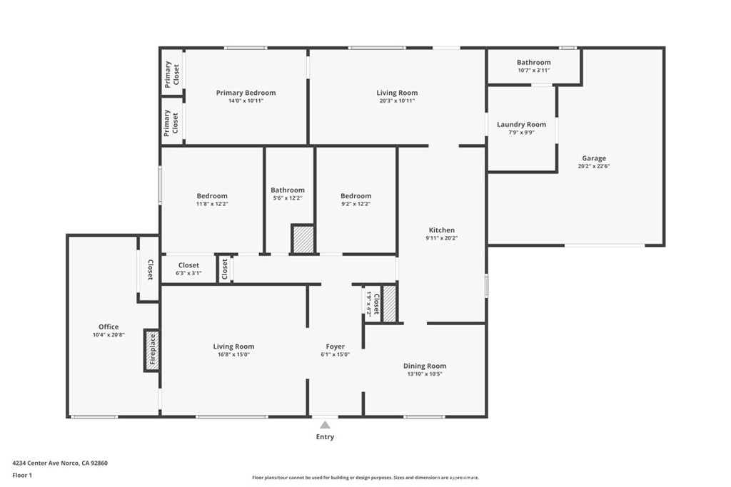 4234 Center Avenue Norco, CA 92860 - Photo 11 of 67 4th bedroom off the living room has also been used as a home office. The middle bedroom near the kitchen features a skylight, with the closet behind the entry door.