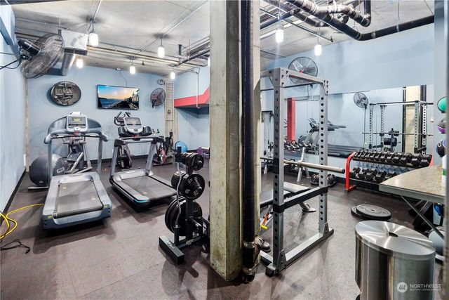 a view of a room with gym equipment