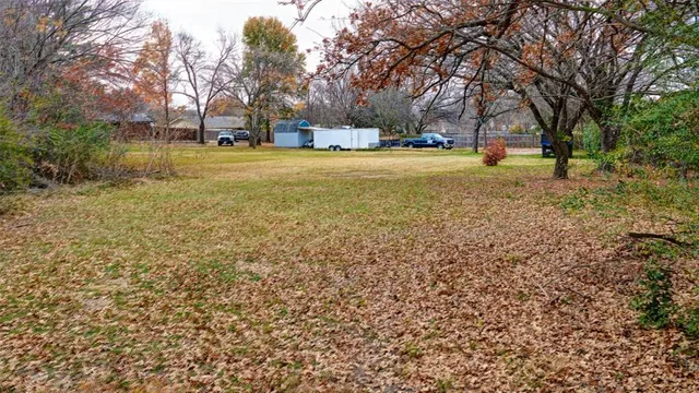 a view of a yard with a tree