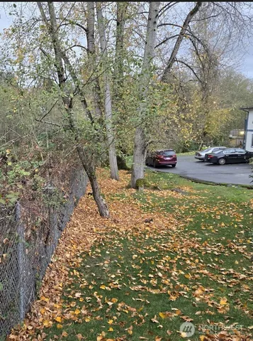 a view of a yard with an outdoor space