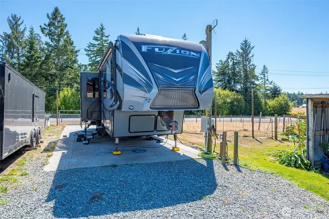 a view of a park with swings