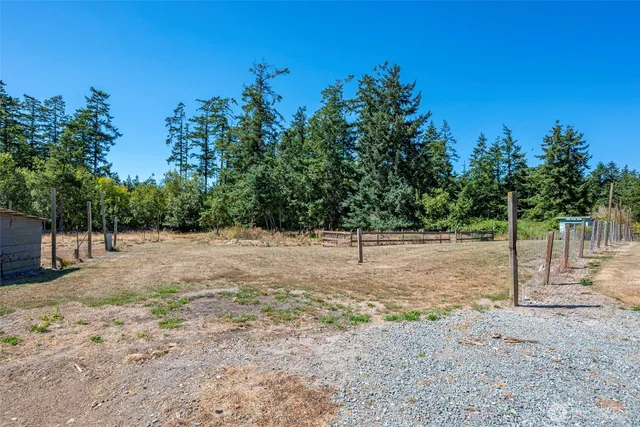 a backyard of a house with lots of green space