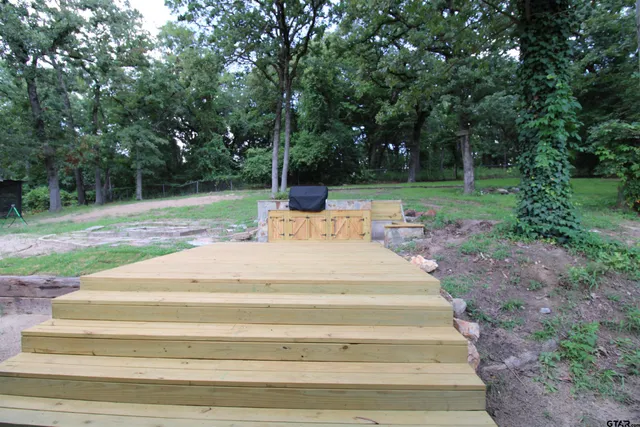 a view of park with large trees