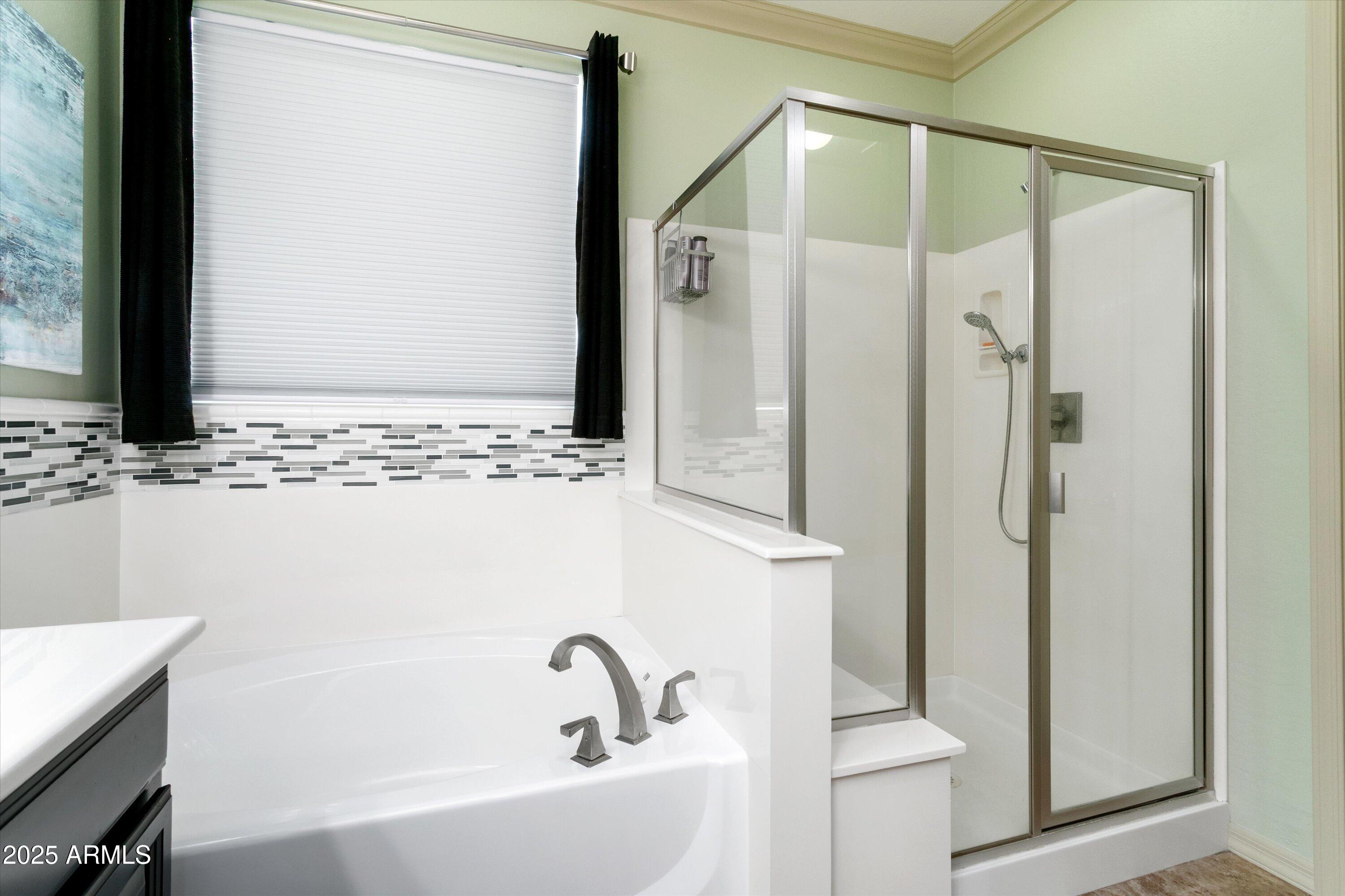 3197 North Springfield Street Buckeye, AZ 85396 - Photo 31 of 60 a bathroom with a bathtub and a shower